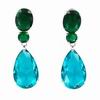 Long Earrings in Aquamarine Drop-Shaped and Green Faceted Stone with Claws 28.925€ #500629104612